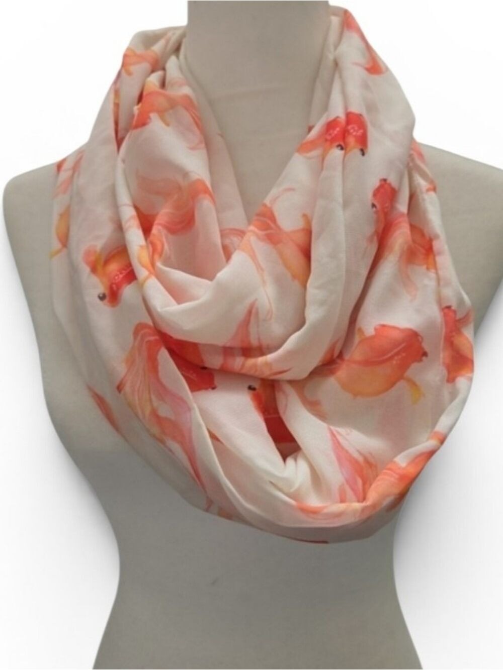 White Infinity Scarf Fish Print